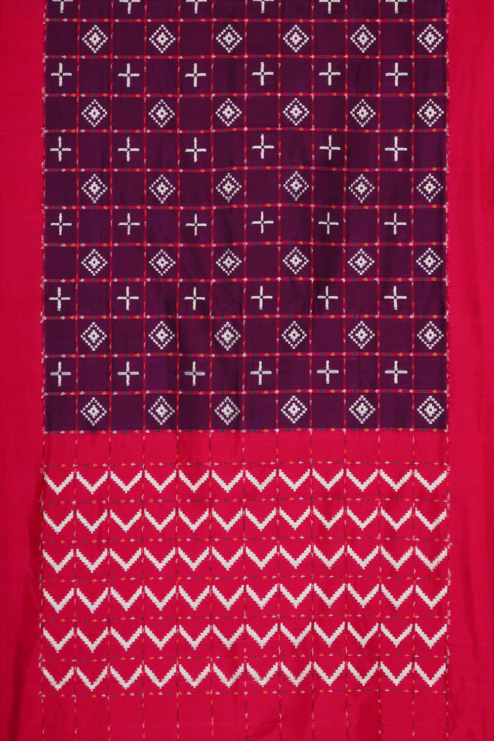 Image of Ikat Silk Violet Saree